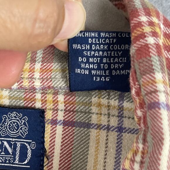 Lands End Viyella Wool Blend Shirt Mens XL Plaid Button Up Flannel Outdoor - Picture 5 of 13